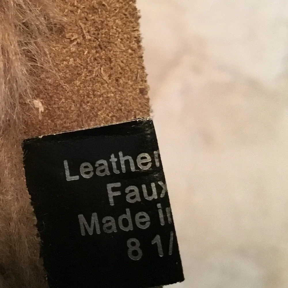 J/Slides Henley Leather & Faux Fur Taupe Waterproof Ankle Boots  - Size 8.5